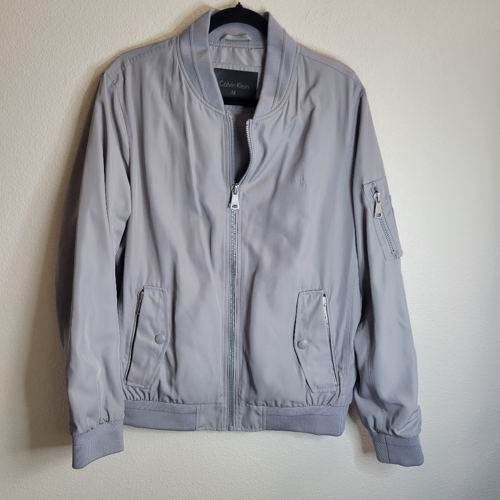 Calvin Klein Men's Light Gray Outdoor Bomber Style Jacket Size Medium